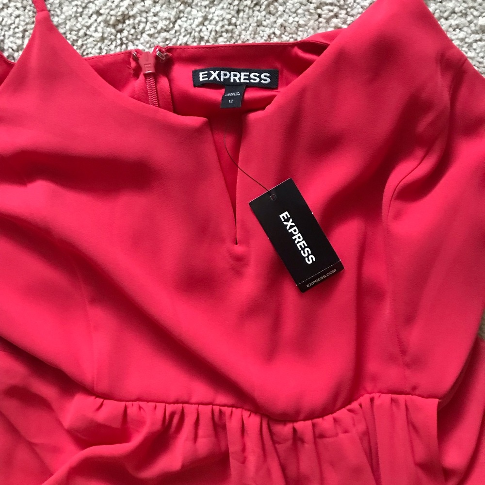 Angled coral dress